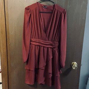 Maroon Chiffon Layered Dress
